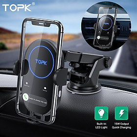 Mua Sạc Ô Tô Không Dây B05W TOPK 15W 2 trong 1 Cho iPhone 11 Cảm Ứng Sạc Sạc Không Dây Nhanh Cho Xiaomi Samsung S20 Với Điện Thoại Trong Xe Ô Tô Chủ - Hàng chính hãng