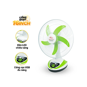 Mua Quạt Tích Điện AC&DC Honjianda HJD-FL316 Có Đèn LED - Hàng Chính Hãng
