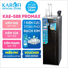 Máy lọc nước Hydro-ion kiềm nóng lạnh 12+1 lõi Karofi S88 Promax, Điện phân kiềm trực tiếp, Giao trước lắp sau, BH 3 năm - Hàng chính hãng