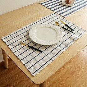 Hình ảnh The Mediterranean Blue Series Grid Stripe Cotton Tea Towel Cloth Napkins Food Background Cloth Tablecloth