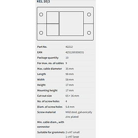 Mua Icotek_KEL | Centrally split cable entry frames || Khung vào cáp có thể tách ở giữa (không bao gồm option KT grommet giữ cáp --  order riêng tùy kích thước cáp thực tế)