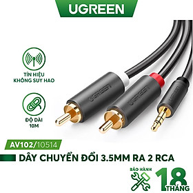 Mua Dây chuyển đổi 3.5mm ra 2RCA (HOA SEN) dài từ 1-10m UGREEN AV102 hàng chính hãng