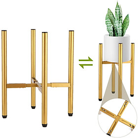 Chân Giá Kệ Đỡ Đôn Chậu Hoa Cây Cảnh Bằng Sắt màu vàng, Sơn tĩnh điện cao cấp chống rỉ. Đa năng + điều Chỉnh Mở Rộng từ 24-35 cm