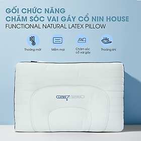 Gối chức năng, ruột gối đầu chăm sóc vai gáy cổ Functional Natural Latex NIN House 48x74cm công thái học