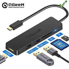 Bộ Hub QGeeM đa năng 5 trong 1 dành cho MacBook Pro 13/15 Surface Go, USB C Adapter - Hàng chính hãng