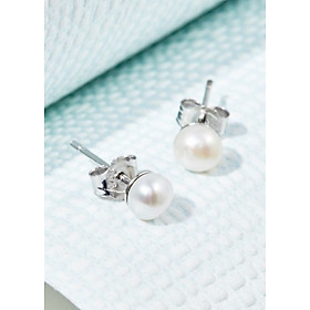 Bông Tai Bạc Italy Ngọc Trai Trắng Classic 8mm