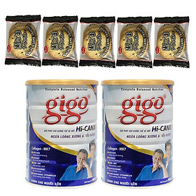 Combo 2 hộp Sữa bột Gigo HI-CANXI 900g – Giải pháp ngừa loãng xương và tiểu đường cho người trưởng thành – Tặng 05 bánh quy Nhật Bản hiệu Aee