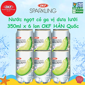 Nước ngọt có ga giải khát vị Dưa lưới (NƯỚC DƯA LƯỚI CÓ GA) 350ML X 6 CHAI OKF Hàn Quốc