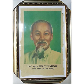 Tranh Bác Hồ vẫy chào, chân dung bác hồ, bác hổ trên chiến khu, chân dung bác hồ, ảnh Hồ Chí Minh in trên giấy dó
