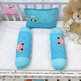 Bộ gối nằm gối ôm cho bé Katina House (3tháng-2t), vải cotton cara mềm mại thoáng mát