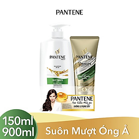 Bộ Đôi Pantene Suôn Mượt Óng Ả (Dầu Gội 900ml + Kem Xả 150ml)