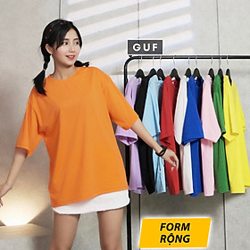 Áo Thun Tay Lỡ Form Rộng Unisex Chất Phông Cao Cấp Cho Cả Nam Nữ Trơn Màu Nóng Cho Mùa Hè GUF