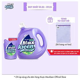 Chai Nước Giặt Xả Maxkleen Hương Vườn Sớm Mai Sạch Khuẩn Thơm Mềm Tiện Lợi & Tiết Kiệm 2.4Kg Tặng Túi 600G