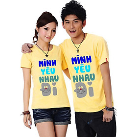 Bộ Áo Thun Đôi Nam Nữ Mình Yêu Nhau Đi Màu Vàng