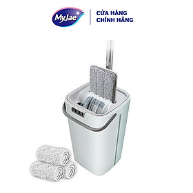 Cây lau nhà MyJae Đài Loan kèm thùng 2 ngăn tự vắt xoay 360 độ thông minh lau sạch nhanh khô