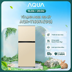 Tủ lạnh AQUA 130 lít ngăn đá trên AQR-T160FA(GG) - Màu Be - Freeship toàn quốc - Bảo hành 2 năm - Hàng chính hãng