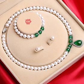 Bộ trang sức ngọc trai nuôi nước ngọt thật Kèm Hộp Nhung - Bộ trang sức nữ - Tặng quà Trang sức Bé Heo BHB170