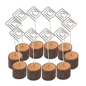 10Pcs Rustic Card Holders Table Number Stands Wooden Base Clip Wedding Party