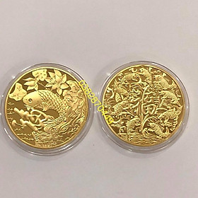 Mua Đồng Xu Cá Chép Tài Lộc Mạ Vàng Phong Thuỷ May Mắn
