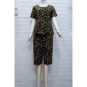 Đồ Bộ Mặc Nhà, Đồ Bộ Nữ Quần Lửng Tay Ngắn Tole Nhung Trung Niên Bigsize, Màu 32