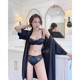 Set đồ lót mút mỏng loại 1 đệm mỏng có gọng-Bộ đồ lót nữ lụa satin,nâng đẩy ngực,căng tròn vòng 1 sexy,viền ren xinh xắn