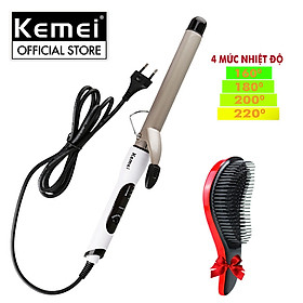 Máy uốn tóc chuyên nghiệp Kemei KM-1001A điều chỉnh 4 mức nhiệt độ chuyên dụng uốn xoăn, uốn cụp, tạo kiểu tóc gợn sóng bồng bềnh Tặng kèm lược chải tóc rồi ( Giao màu ngẫu nhiên )
