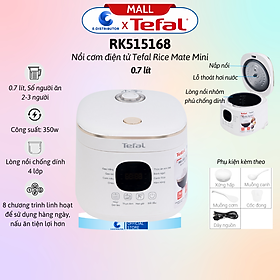 Nồi cơm điện tử Tefal Rice Mate Mini 0.7 lít RK515168 - Hàng Chính Hãng - Bảo Hành 12 Tháng - Dung tích: 0.7 lít Công suất:	350W