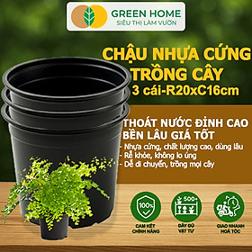 Bộ 3 Chậu nhựa trồng cây, nhiều kích thước, thoát nước tốt, đa dạng kích thước trồng cây, hoa, kiểng lá |Greenhome