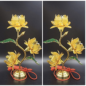 Mua Đèn thờ cánh nhựa 3 bông lá xanh BH1047
