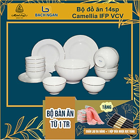 Bộ đồ ăn 14 sản phẩm – Camellia IFP – Viền Chỉ Vàng - Gốm sứ cao cấp Minh Long I