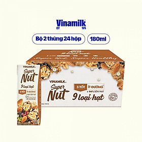 2 Thùng Sữa 9 loại hạt Vinamilk Super Nut 180ml 24 hộp/thùng