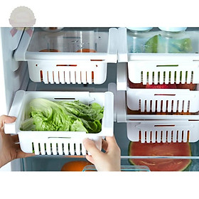 Khay đựng thức ăn cài gắn tủ lạnh kéo dài thu gọn thông minh – Rổ để thực phẩm đa năng tiện lợi tiết kiệm không gian