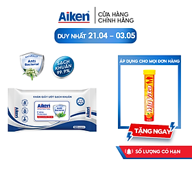 Aiken Khăn Ướt Sạch Khuẩn Chiết Xuất Trà Xanh 50 tờ