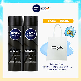 Bộ đôi Xịt ngăn mùi NIVEA MEN Deep than đen hoạt tính (150ml x2) - 80027