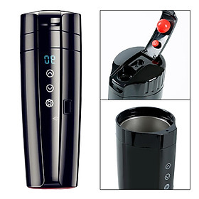 12V 80W Car Heating Cup LCD Display Rustproof Portable 14oz Heated Travel Mug Electric Kettle Bottle for Drinking Travel