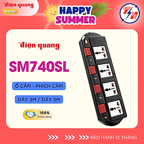 Ổ cắm Điện Quang ĐQ ESK SM740SL (4 lỗ 3 chấu, 4 công tắc)