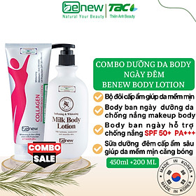 Bộ Kem Body Ngày Đêm BENEW Kem ngày Body Collagen + Sữa Dưỡng Thể Ban Đêm Dưỡng Body Làm Đẹp Da Whitening Lotion Dưỡng Body Lotion