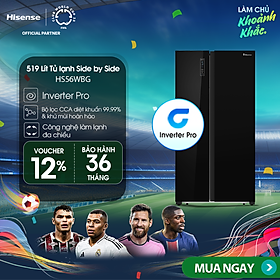 Tủ lạnh Side By Side Hisense Inverter Pro 519 Lít HS56WBG, Mặt Gương Sang Trọng, bảo hành 3 năm - HÀNG CHÍNH HÃNG