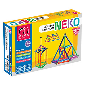 Đồ Chơi Thông Minh Mega Magnetic Thanh Nam Châm Từ Tính 7 Màu Thanh Dài (Bộ 60 Thanh, 30 Bi ) - Hộp Vàng