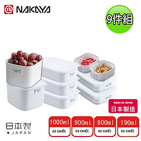 Bộ 09 hộp thực phẩm có nắp đậy an toàn White Pack hàng Made in Japan