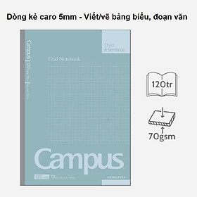 Combo 5 Vở Caro Campus Basic Notebook 120 trang - Dòng kẻ caro 5mm, Phong Cách Đơn Giản
