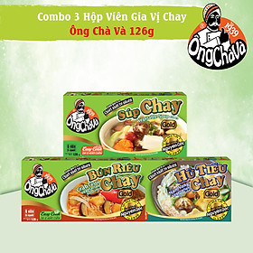 Combo 3 Hộp Viên Gia Vị NẤU CHAY Gold (Hủ tiếu chay, Bún Riêu Chay, Súp Chay-126gram/hộp) - Vegetarian seasoni