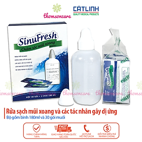 Bình rửa mũi Sinufresh tặng 30 gói muối - Chính hãng Cát Linh - Giảm các triệu chứng của xoang, cảm lạnh, dị ứng