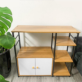 Mua Kệ lò vi sóng đa năng 4 tầng gỗ có tủ khung sắt hiện đại kiểu Hàn từ gỗ MDF  phủ Melamin chống xước ND05