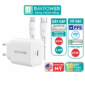 Combo Củ Sạc Nhanh 25W RAVPower RP