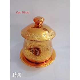 Mua Ly nước thờ cúng kim sa vàng có nắp và đế riêng - Cao 10cm
