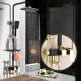 Mua Bộ cây sen vòi tắm nóng lạnh tân cổ điển (Mạ Vàng - Đen) cao cấp - có xịt và giá đỡ xà bông