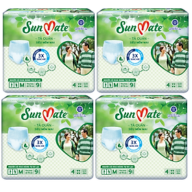 Combo 4 tã quần người lớn sunmate siêu mềm mại size m9, l8