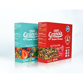 Ăn Liền Không Nấu OHH Granola - Ngũ Cốc Tập Gym Hoa Quả Sấy Khô + Ngũ Cốc Tăng Cơ Yến mạch, mắc ca, hạt óc chó,danh chế độ Eat Clean Combo 02 x Hộp 250g, Tiêu chuẩn chất lượng FDA Hoa Kỳ
