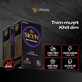 Bộ 2 Bao cao su LifeStyles SKYN Elite Non-latex siêu mỏng siêu mềm không mùi cao su 10 bao